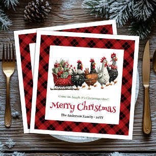 Serviette En Papier Poules de Noël fantaisistes personnalisées avec no