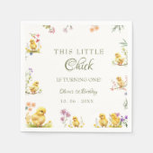 Serviette En Papier Poulet 1er anniversaire Ce poussin est un annivers (Devant)