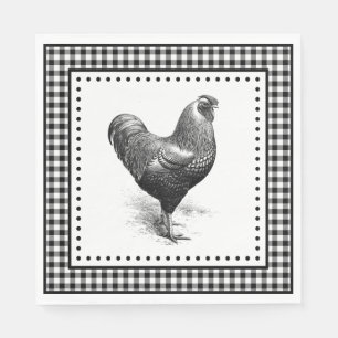 Serviette En Papier Poulet Gingham