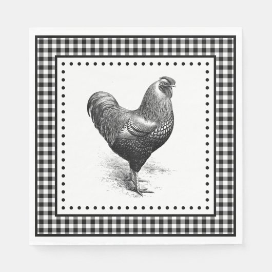 Serviette En Papier Poulet Gingham (Devant)