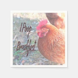Serviette En Papier Poulet I poop Petit déjeuner Humour amusant