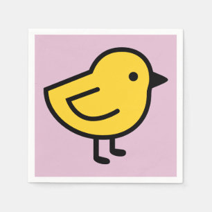 Serviette En Papier Poulet Jaune sur Fond Rose