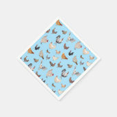 Serviette En Papier Poulet motif heureux sur bleu (Coin)
