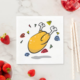 Serviette En Papier Poulet rôti de dessin animé drôle qui tombe