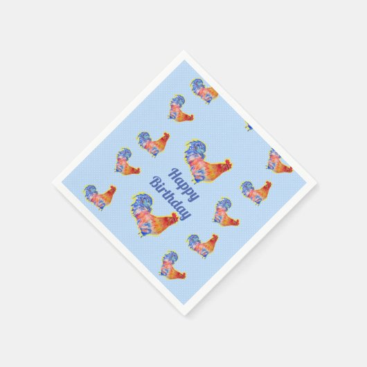 Serviette En Papier Poulet rouge à coq garçons Joyeux anniversaire (Coin)