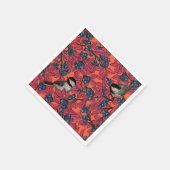 Serviette En Papier Poulet sur les branches de bleuets sur l'orange (Coin)