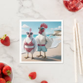 Serviette En Papier Poulets blancs portant des maillots de bain (En situation)