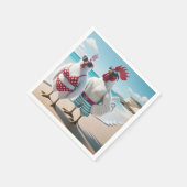Serviette En Papier Poulets blancs portant des maillots de bain (Coin)
