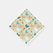 Serviette En Papier Poulets dans le jardin avec fleurs, vert (Coin)
