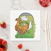 Serviette En Papier Poulets de ferme (En situation)