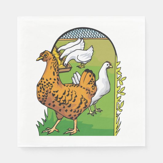 Serviette En Papier Poulets de ferme (Devant)