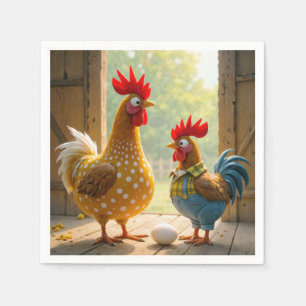 Serviette En Papier Poulets De Ferme Avec Oeufs
