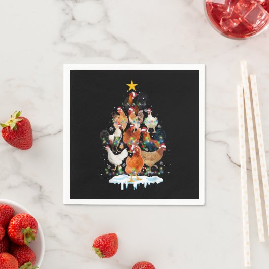 Serviette En Papier Poulets de Noël Lumières Arbre Drôle Amoureux de p (En situation)