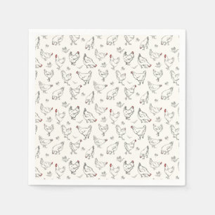 Serviette En Papier Poulets en encre