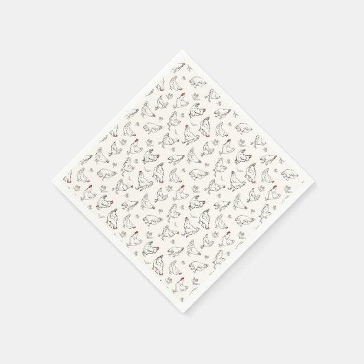 Serviette En Papier Poulets en encre (Coin)