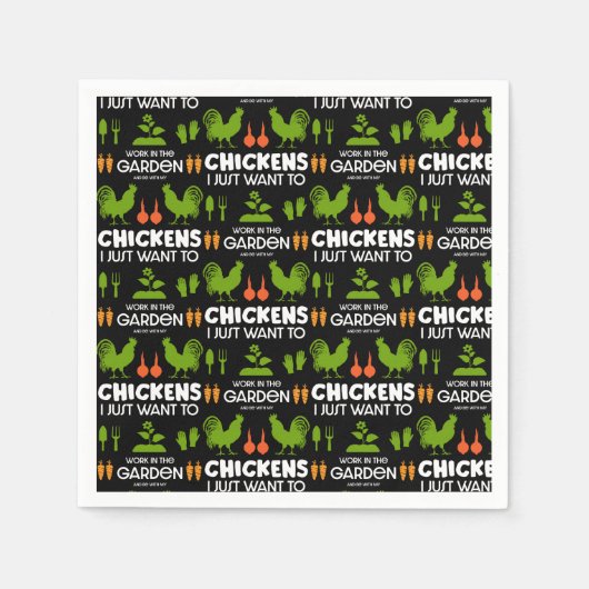 Serviette En Papier Poulets Et Jardinage (Devant)