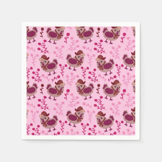 Serviette En Papier Poulets mignons (Devant)