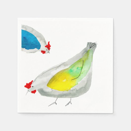 Serviette En Papier Poulets mignons aquarelle (Devant)
