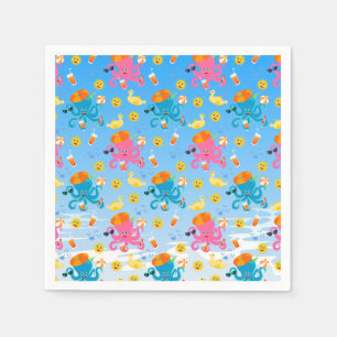 Serviette En Papier Poulpe bleu sous la mer garçon fête d'anniversaire