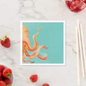 Serviette En Papier poulpe orange (En situation)