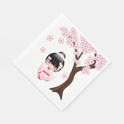 Serviette En Papier Poupée blanche Kimono Kokeshi - mignonne Geisha Gi (Coin)