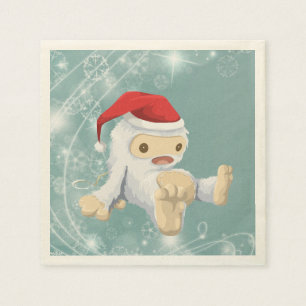 Serviette En Papier Poupée de yeti de Noël utilisant un casquette de