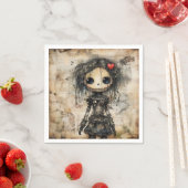 Serviette En Papier Poupée déplaisante avec coeur dans les cheveux (En situation)