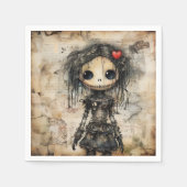 Serviette En Papier Poupée déplaisante avec coeur dans les cheveux (Devant)