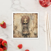 Serviette En Papier Poupée déplaisante avec poupée rose (En situation)