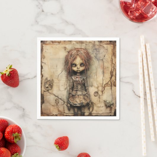 Serviette En Papier Poupée déplaisante avec poupée rose (En situation)