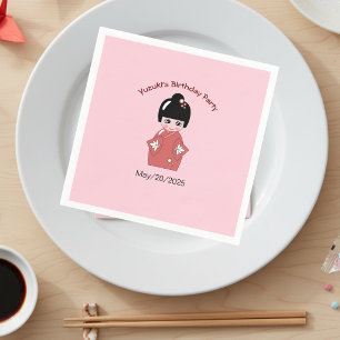 Serviette En Papier Poupée Kokeshi - anniversaire personnalisé