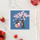 Serviette En Papier Poupée Kokeshi Printemps - mignonne Geisha Girl su (En situation)