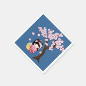 Serviette En Papier Poupée Kokeshi Printemps - mignonne Geisha Girl su (Coin)