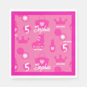 Serviette En Papier Poupée rose fête d'anniversaire, âge personnalisé, (Devant)