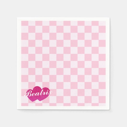 Serviette En Papier Poupée rose rétro Anniversaire (Devant)