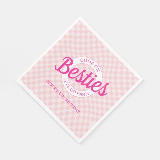 Serviette En Papier Poupée rose rétro Laissons Aller Fête Anniversaire (Coin)