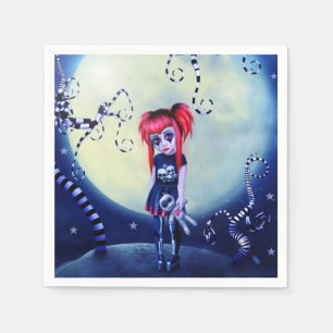 Serviette En Papier Poupée vaudou gothique fille et vignes déplaisante