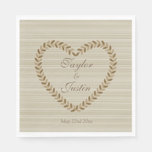 Serviette En Papier Poupées d'automne Coeur feuille zen mariages servi (Devant)