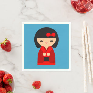 Serviette En Papier Poupées japonaises de Red Kokeshi