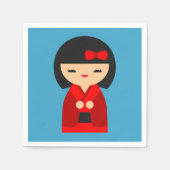 Serviette En Papier Poupées japonaises Red Kokeshi (Devant)