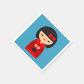 Serviette En Papier Poupées japonaises Red Kokeshi (Coin)