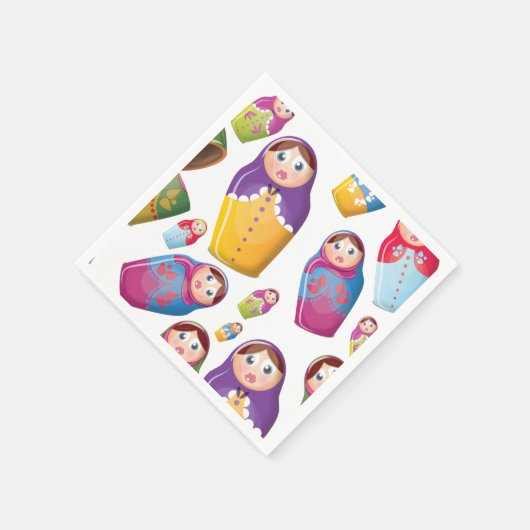 Serviette En Papier Poupées Matryoshka, Poupées Russes Nichant. (Coin)