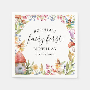 Serviette en papier pour 1er anniversaire fée
