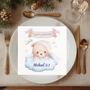 Serviette en papier pour 1er anniversaire Ourson P