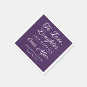 Serviette En Papier Pour aimer le rire violet Mariage serviettes (Coin)
