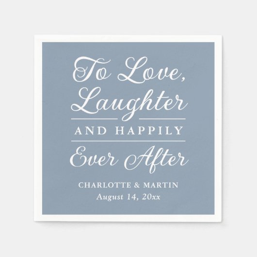 Serviette En Papier Pour aimer rire Dusty Blue Mariage serviettes (Devant)