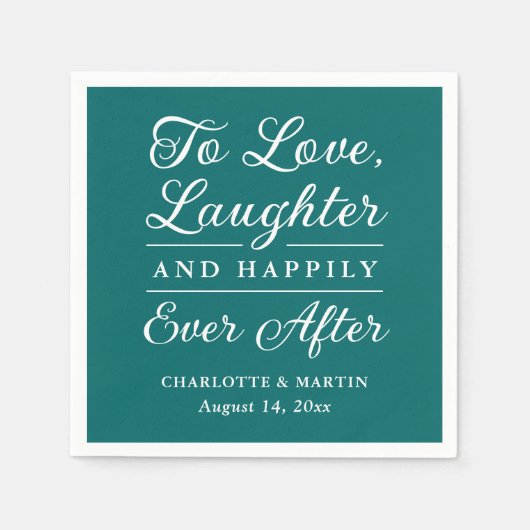 Serviette En Papier Pour aimer rire Mariage Turquoise serviettes (Devant)