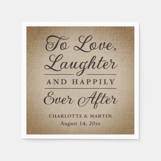 Serviette En Papier Pour aimer rire Rustique Burlap Mariage serviettes (Devant)