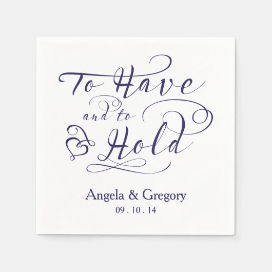 Serviette En Papier Pour avoir et pour tenir le Mariage | Bleu Marine (Devant)