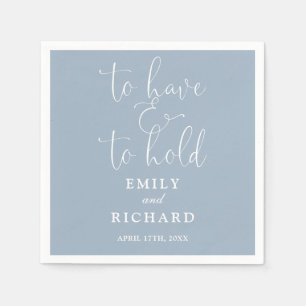 Serviette En Papier Pour Avoir Et Tenir Un Script Dusty Mariage Bleu